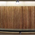 PlybooStrand bamboo plywood wall installation in Neopolitan® color